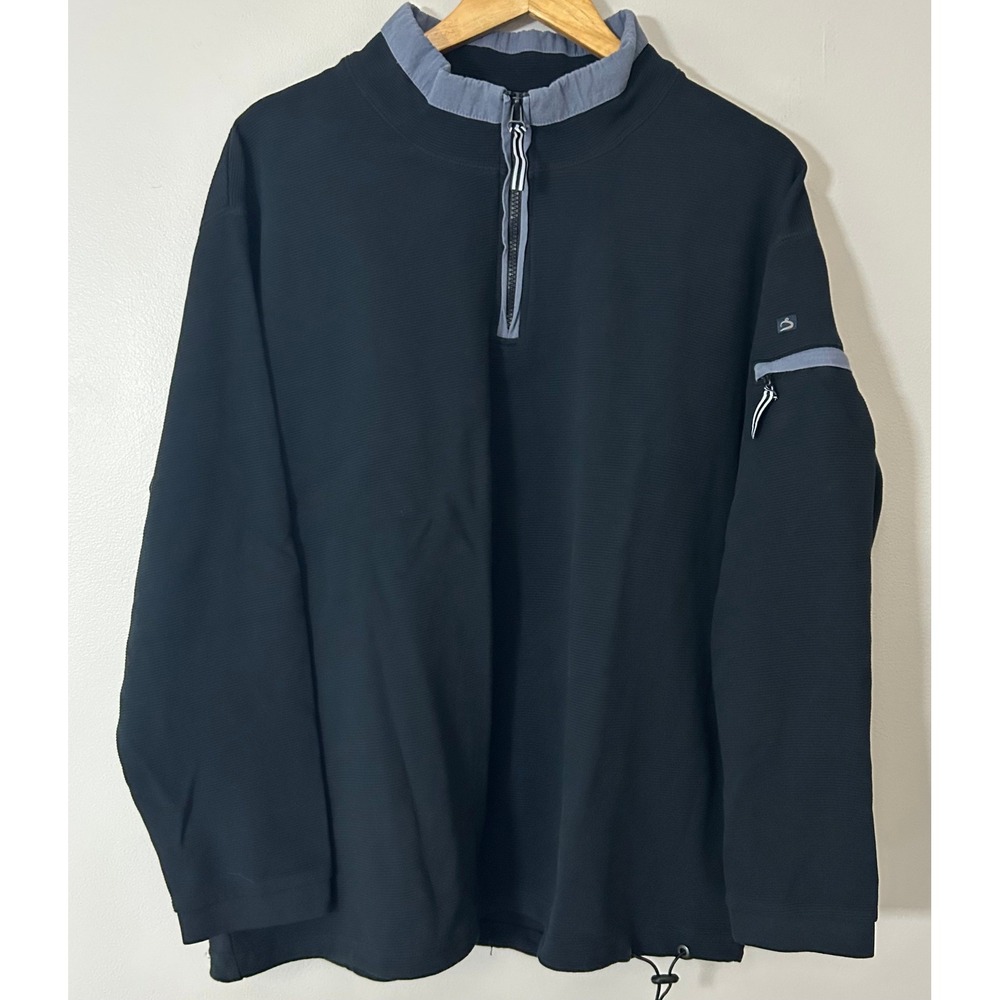 Carbon2Cobalt Sweatshirt Mens XL Black 1/4 Ribbed Cotton Mock Neck Pullover - Picture 2 of 8